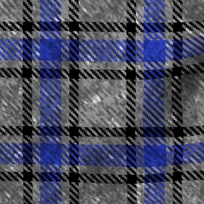 (Large) Urban Streetwear Textured Tartan Plaid Blue