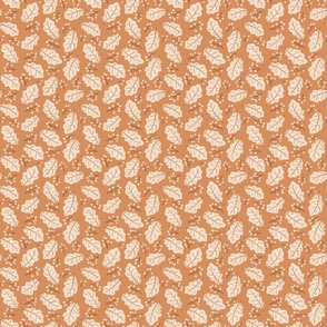 Autumn/Fall Berry and Oak Leaves Pattern | Brown | Small Scale