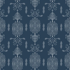 Ancient Architecture Navy Blue Background