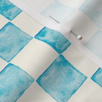 BLUE AND WHITE CHECKERS : WATERCOLOR