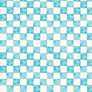 BLUE AND WHITE CHECKERS : WATERCOLOR