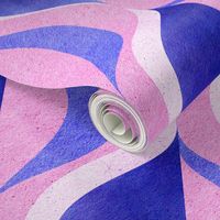MID MOD ogee in cool pink and ultramarine blue bright textured geometric structure wallpaper | large