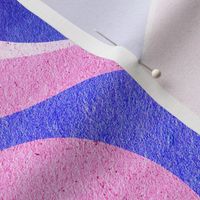 MID MOD ogee in cool pink and ultramarine blue bright textured geometric structure wallpaper | large