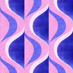 ogee in cool pink and ultramarine blue bright textured geometric structure wallpaper | large