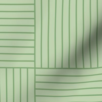 Green geometric panel -  Square linear sage slat cladding