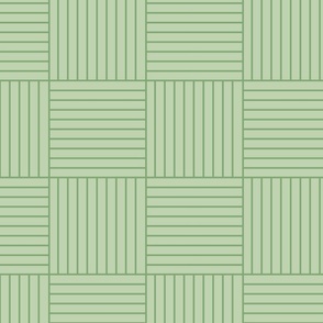 Green geometric panel -  Square linear sage slat cladding