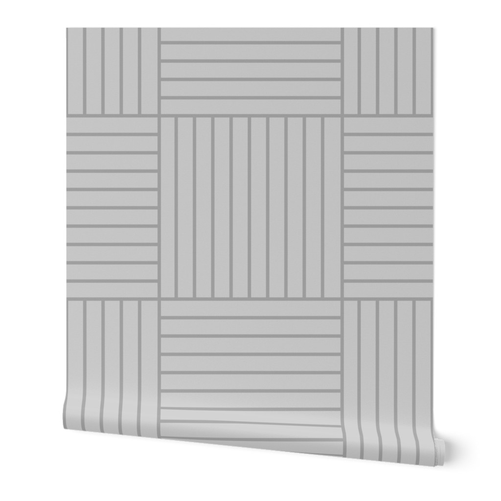 Grey geometric panel - Square linear neutral silver slat cladding