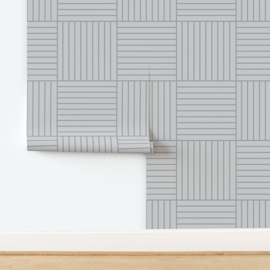 Grey geometric panel - Square linear neutral silver slat cladding