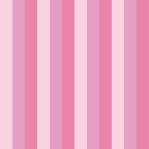 Small - 2" wide Awning Stripes - Blush Pink - Bubble Gum - Cyclamen