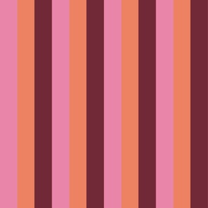 Small - 2" wide Awning Stripes - Bubble Gum Pink - Coral - Auburn