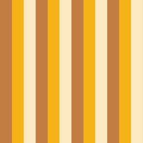 Small - 2" wide Awning Stripes - Copper - Saffron - Vanilla Cream