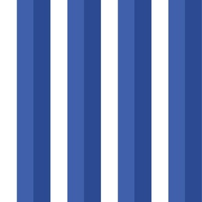 Small - 2" wide Awning Stripes - Denim - Cobalt - White