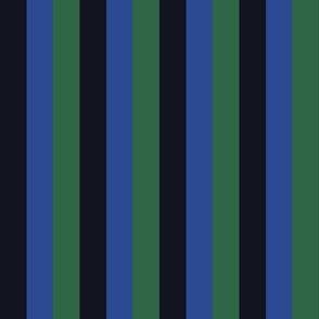 Small - 2" wide Awning Stripes - Noir Black - Cobalt Blue - Moss Green
