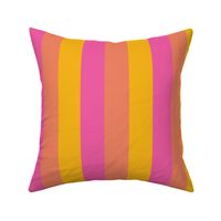 Small - 2" wide Awning Stripes - Saffron - Rose Pink - Coral