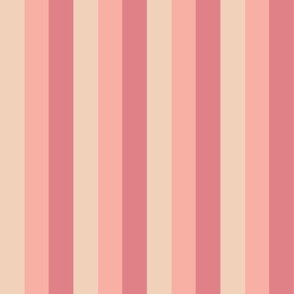 Small - 2" wide Awning Stripes - Peach Blossom - Peach Pearl - Peach Puree