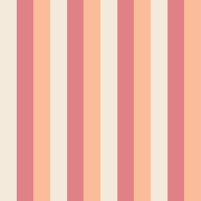 Small - 2" wide Awning Stripes - Pristine Cream - Peach Blossom - Peach Fuzz