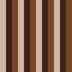 Small - 2" wide Awning Stripes - Dark Oak - Saddle Brown - Sand