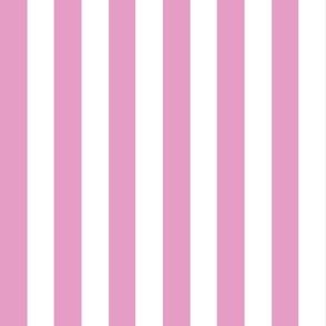 Small - 2" wide Awning Stripes - Pastel Bubble Gum Pink - White