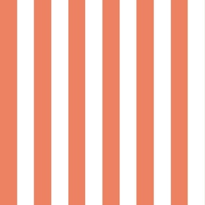 Small - 2" wide Awning Stripes - Pastel Coral - White