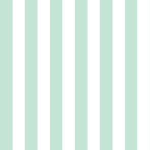 Small - 2" wide Awning Stripes - Pastel Pale Green - White