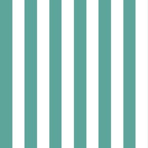 Small - 2" wide Awning Stripes - Pastel Verdigris Green - White