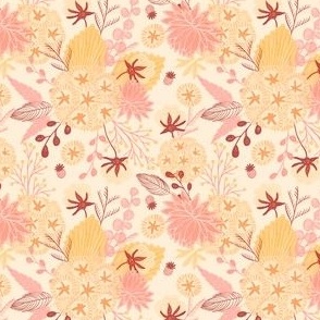 small// Floral wilderness Cotton flowers Stars and vintage foliage Peach Fuzz