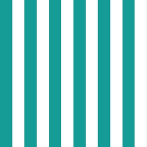 Small - 2" wide Awning Stripes - Bright Aqua Blue - White