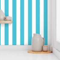 Small - 2" wide Awning Stripes - Bright Baby Blue - White