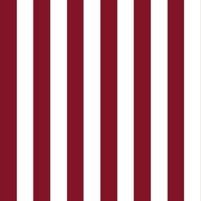 Small - 2" wide Awning Stripes - Bright Burgundy - White