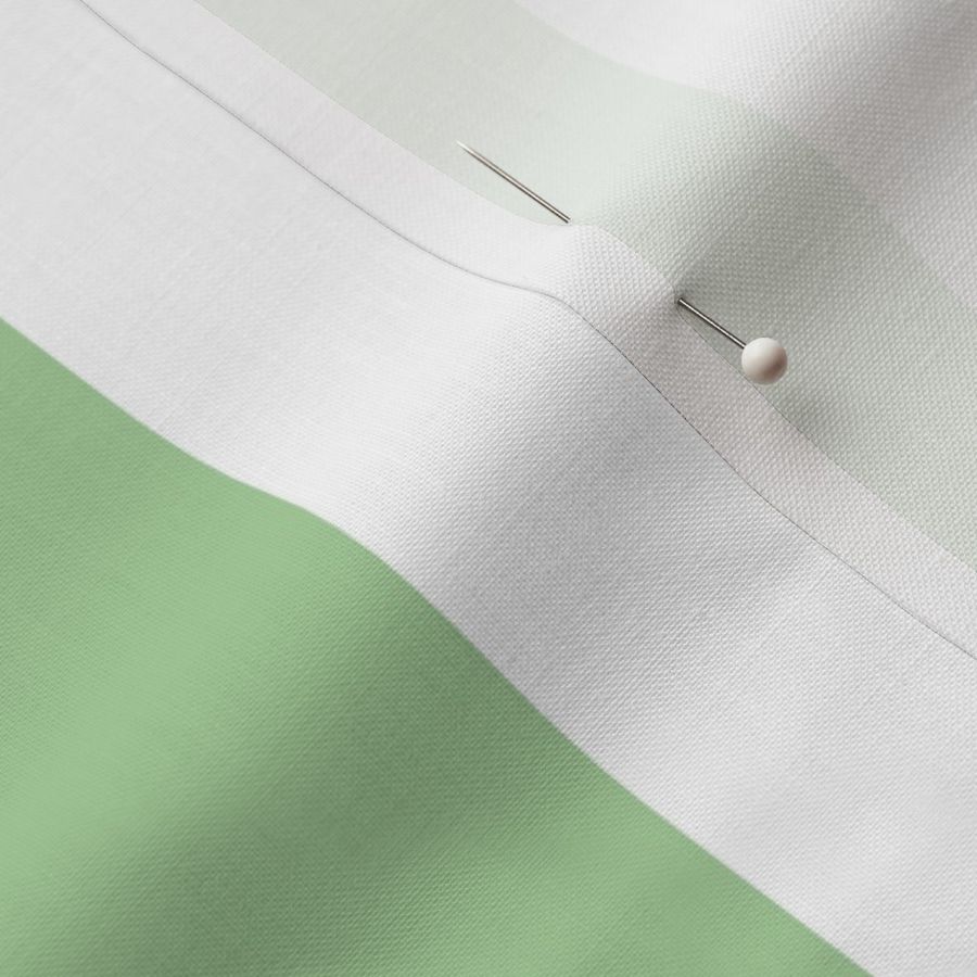 Small - 2" wide Awning Stripes - Pastel Celadon Green - White