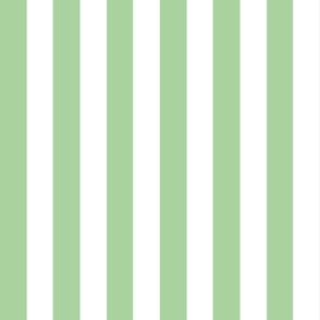 Small - 2" wide Awning Stripes - Pastel Celadon Green - White