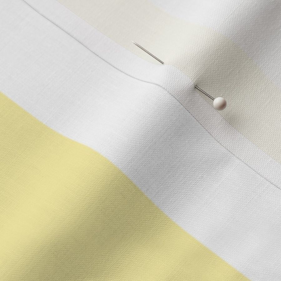 Small - 2" wide Awning Stripes - Pastel Cornsilk Yellow - White