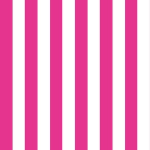 Small - 2" wide Awning Stripes - Bright Magenta Pink - White