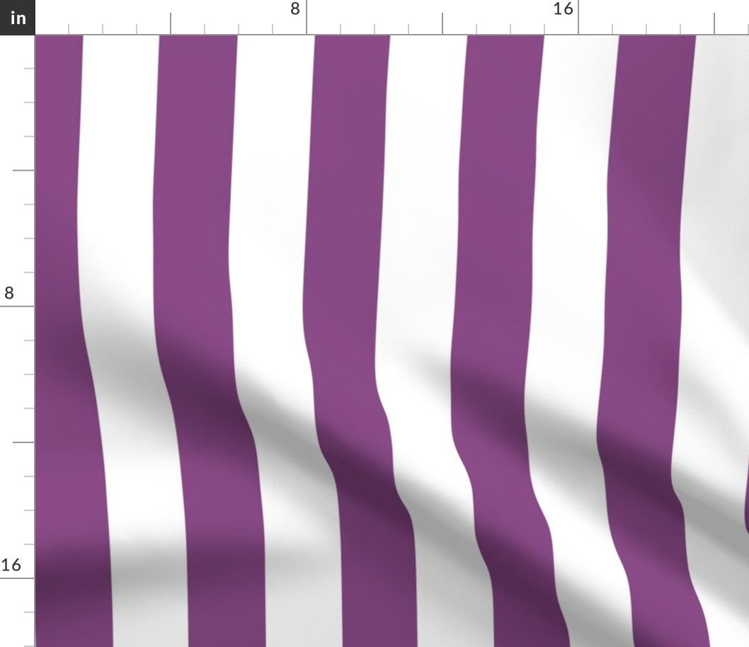 Small - 2" wide Awning Stripes - Bright Plum Purple - White