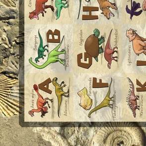 Prehistoric Animals Alphabet Panel for Quilt or Wall Hanging