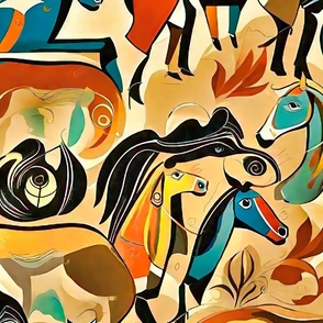 abstract pop art horses L