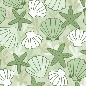 Summer Seashells in Green