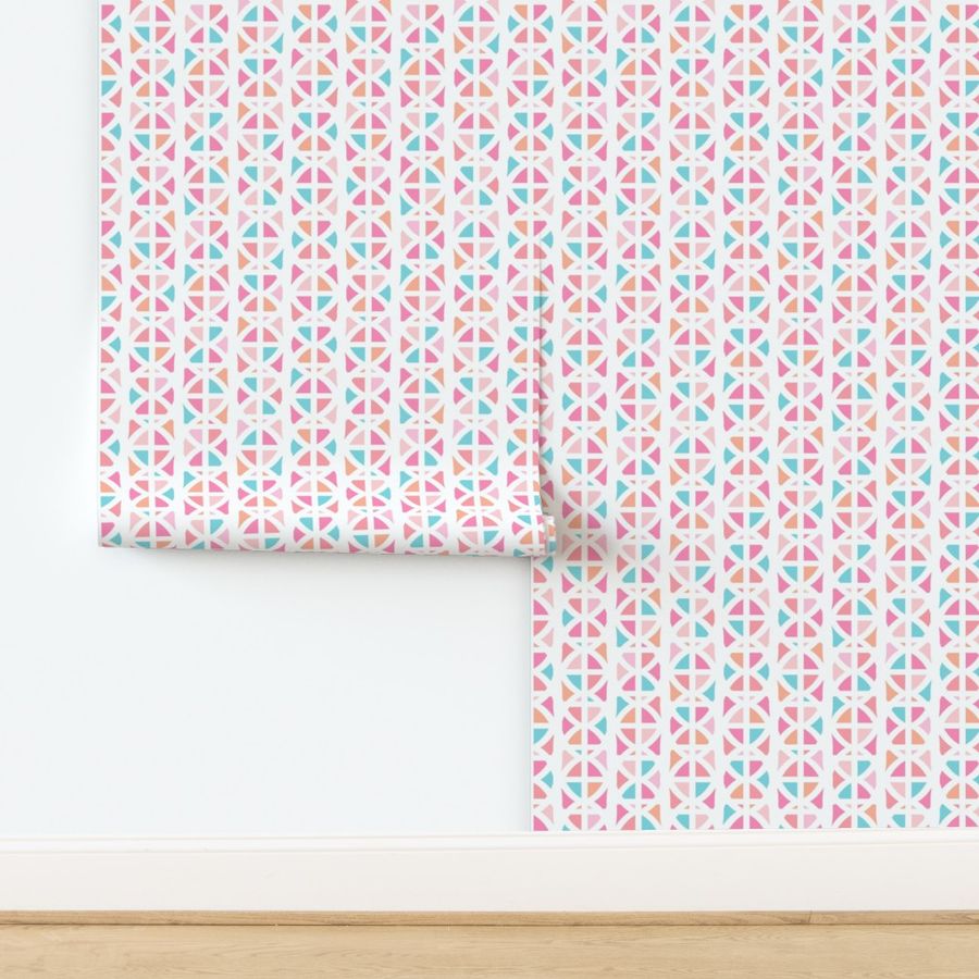 Playful Abstract Geometric in Pink, Turquoise, and Orange - Medium - Bright Dopamine Colors, Tween Girl, Colorful Kid's Room, 