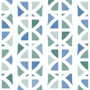 Playful Abstract Geometric in Muted Blue and Green - Large - Boy's Room,  Blue-Gray and Sage Green, Modern Geometric