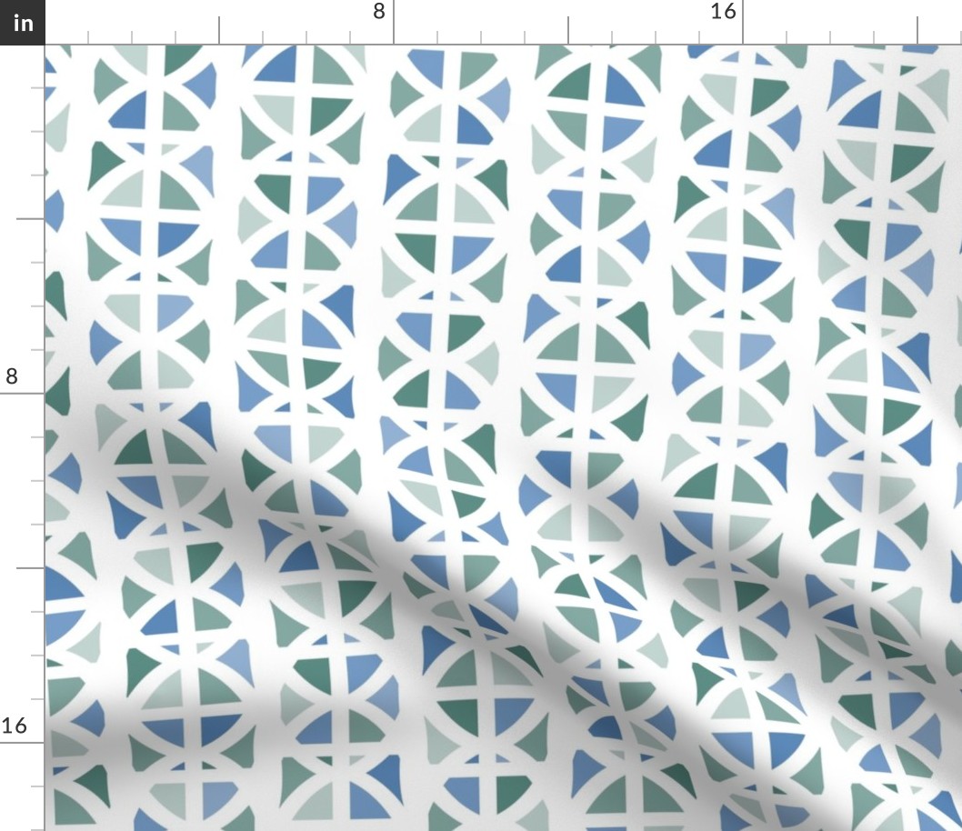 Playful Abstract Geometric in Muted Blue and Green - Medium - Boy's Room,  Blue-Gray and Sage Green, Modern Geometric