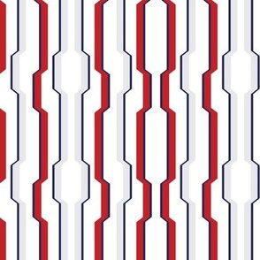 'Space Path' Linear Geometric Stripe in Red and White