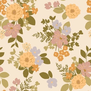 Retro Floral Bouquet in Golden Yellow (Large)