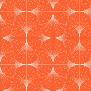 Tangerine Art Deco Wave Fan | Medium