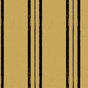 Gold And Black French Textured Stripes-thik and thin black on gold duble spaced stripes (L)