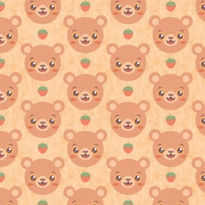 Cute teddy bear with strawberry pattern.