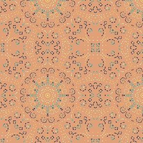 Kaleidoscope Garden Peach Pink with Embroidery Illusion