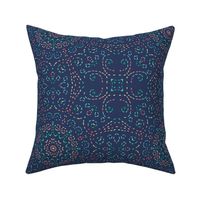 Kaleidoscope Garden Dark Blue with Embroidery Illusion