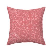 Kaleidoscope Garden White on Medium Pink with Embroidery Illusion