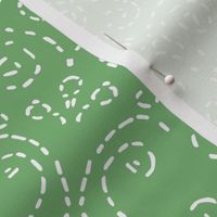 Kaleidoscope Garden White on Dull Lime Green with Embroidery Illusion