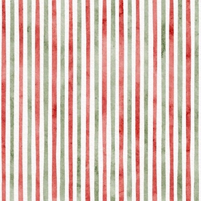 juicy strawberry coordinate - watercolor red and green thin stripe - watercolor stripe fabric and wallpaper